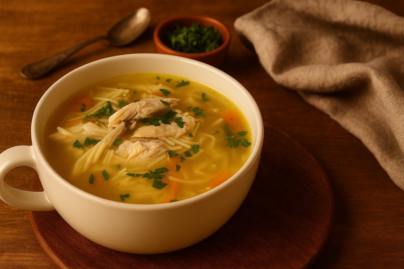 Soupe asiatique au poulet et aux vermicelles de riz