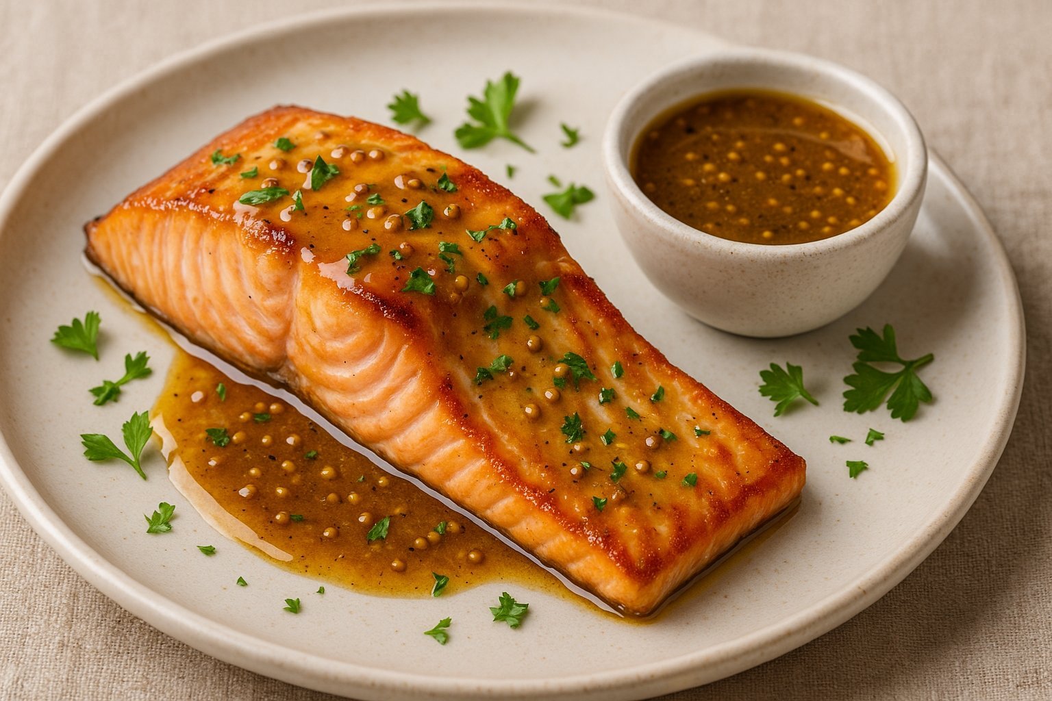 Vinaigrette à l'érable et moutarde saumon