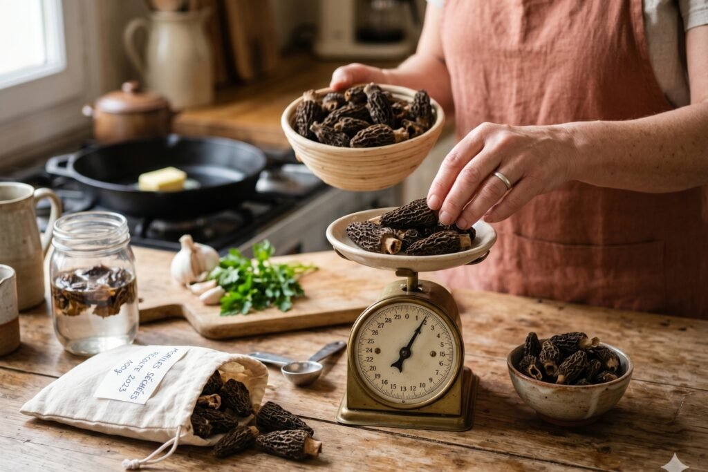 Quelle quantité de morilles séchées par personne